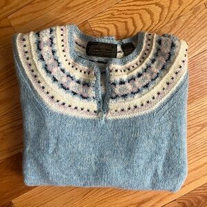 Vintage Blue 100% Wool Scandinavian Knit Sweater